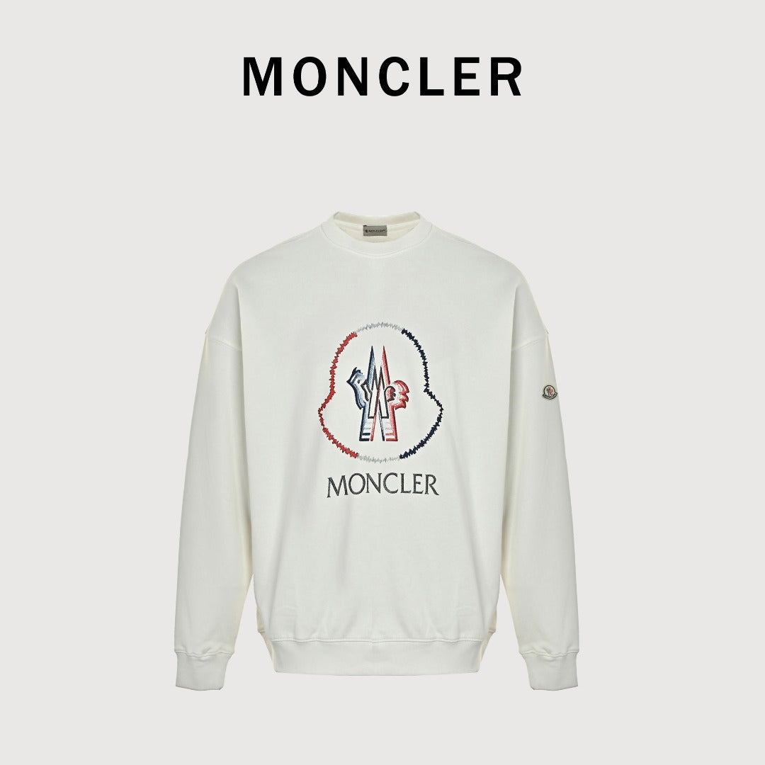 Moncler 26SS White Contrast-Logo Crewneck Sweatshirt