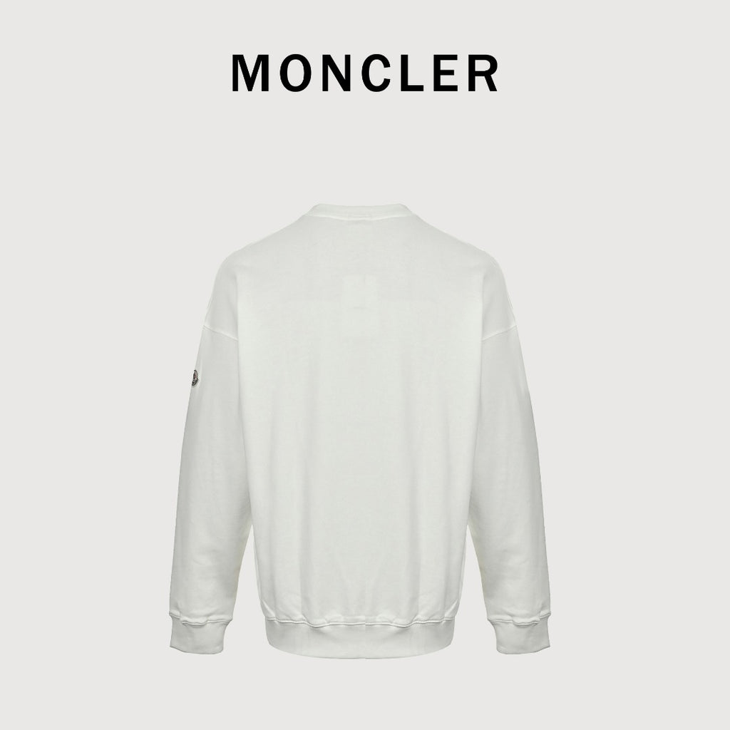 Moncler 26SS White Contrast-Logo Crewneck Sweatshirt