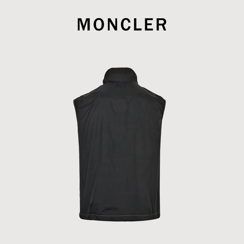 Moncler MC Black Zip-Pocket Vest with Hidden Hood
