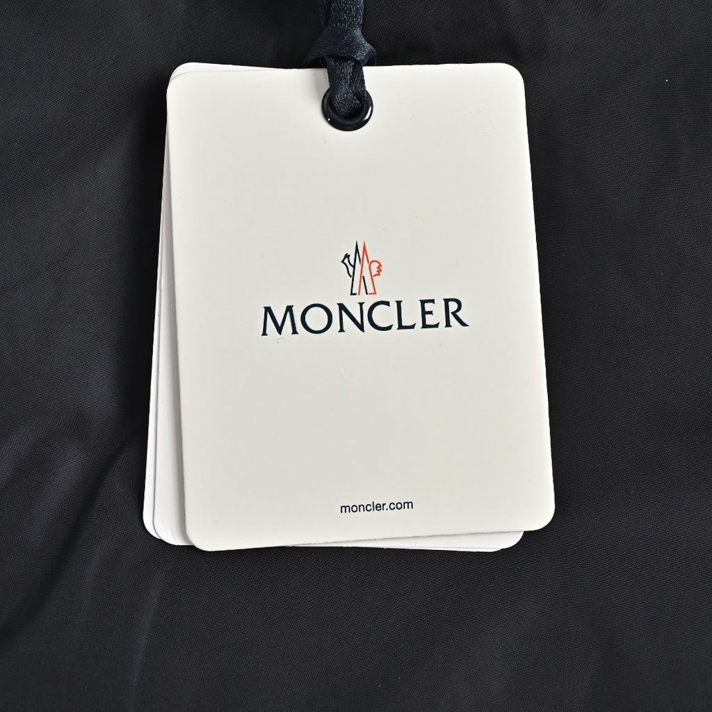 Moncler Black Hooded Zip Jacket with Logo Tape Trim