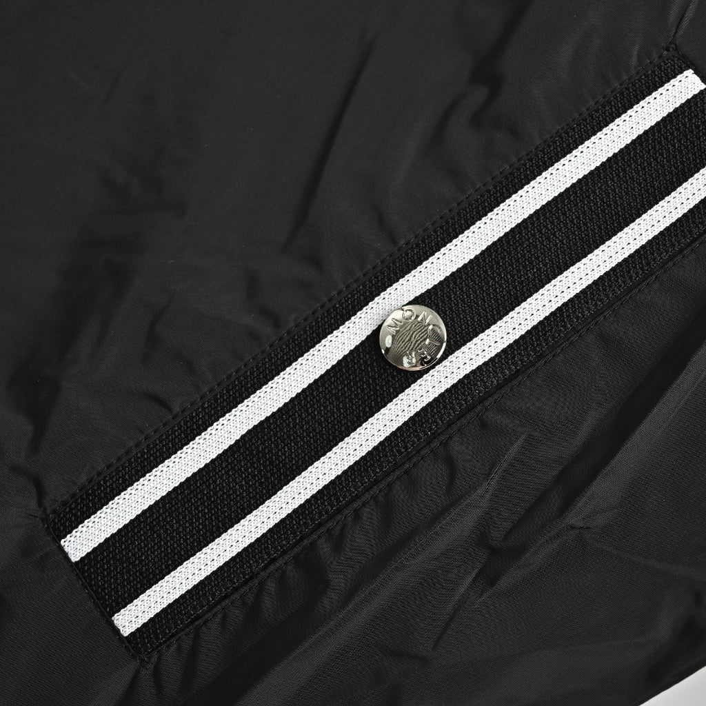 Moncler Black Hooded Zip Jacket with Logo Tape Trim