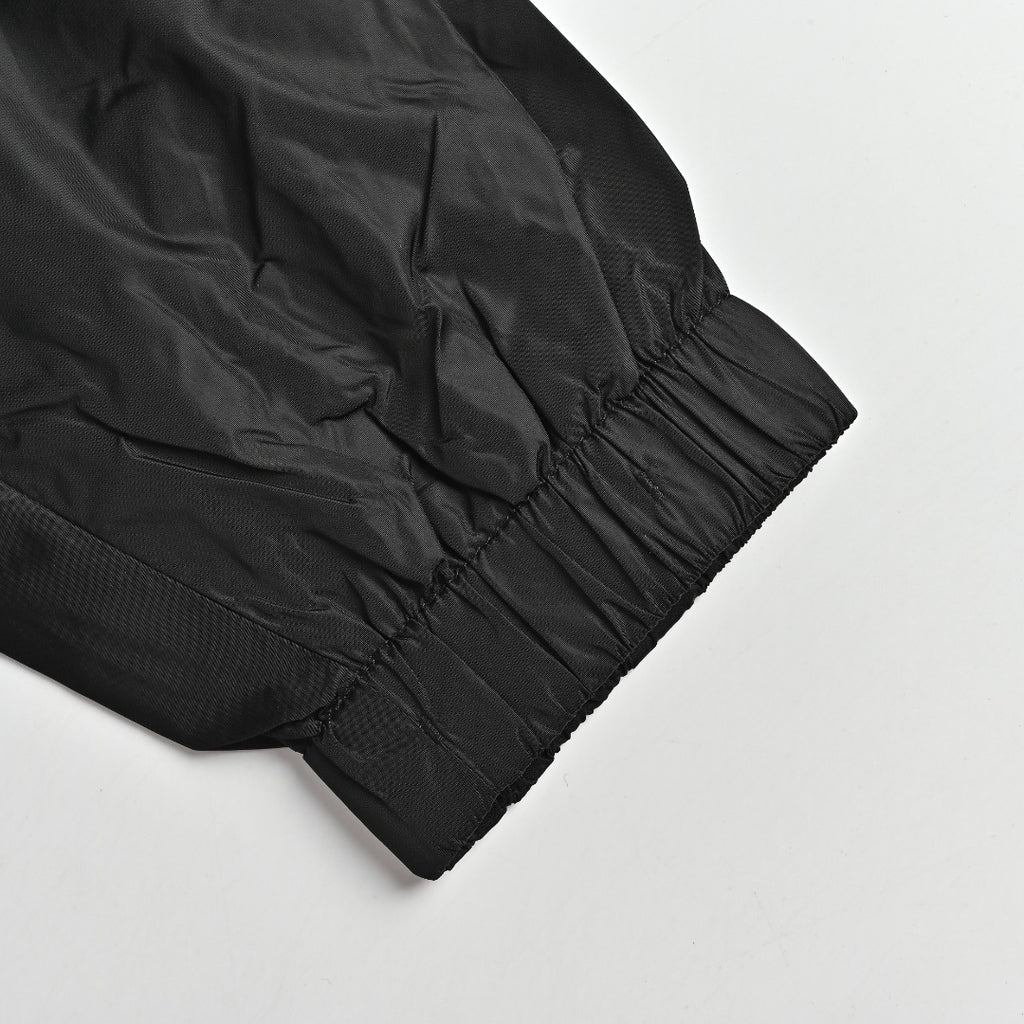Moncler Black Hooded Zip Jacket with Logo Tape Trim