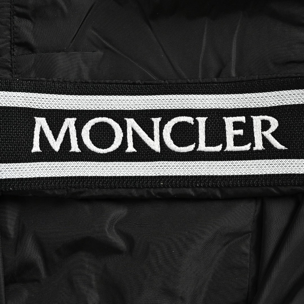 Moncler Black Hooded Zip Jacket with Logo Tape Trim