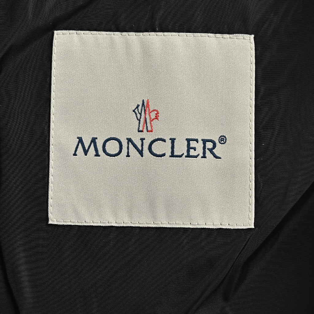 Moncler Black Hooded Zip Jacket with Logo Tape Trim