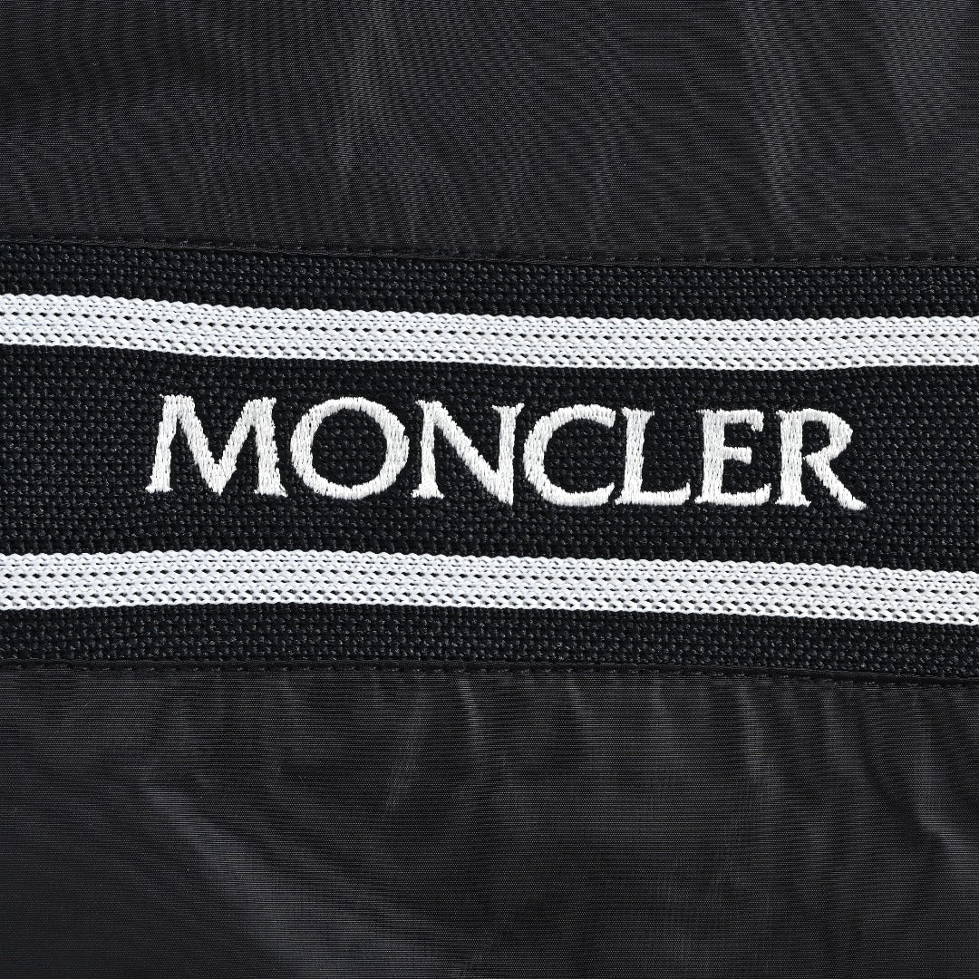 Moncler Navy Hooded Zip Jacket with Logo Tape Trim