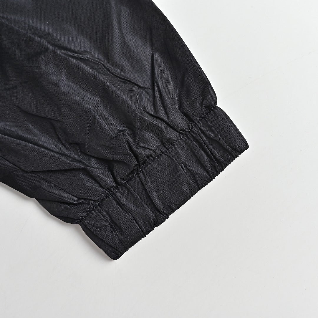Moncler Navy Hooded Zip Jacket with Logo Tape Trim