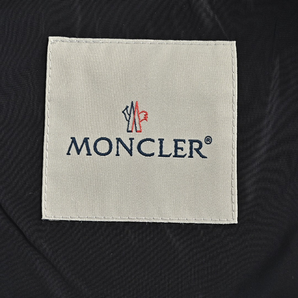 Moncler Navy Hooded Zip Jacket with Logo Tape Trim