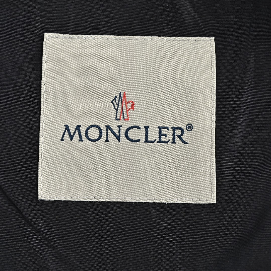 Moncler Navy Hooded Zip Jacket with Logo Tape Trim
