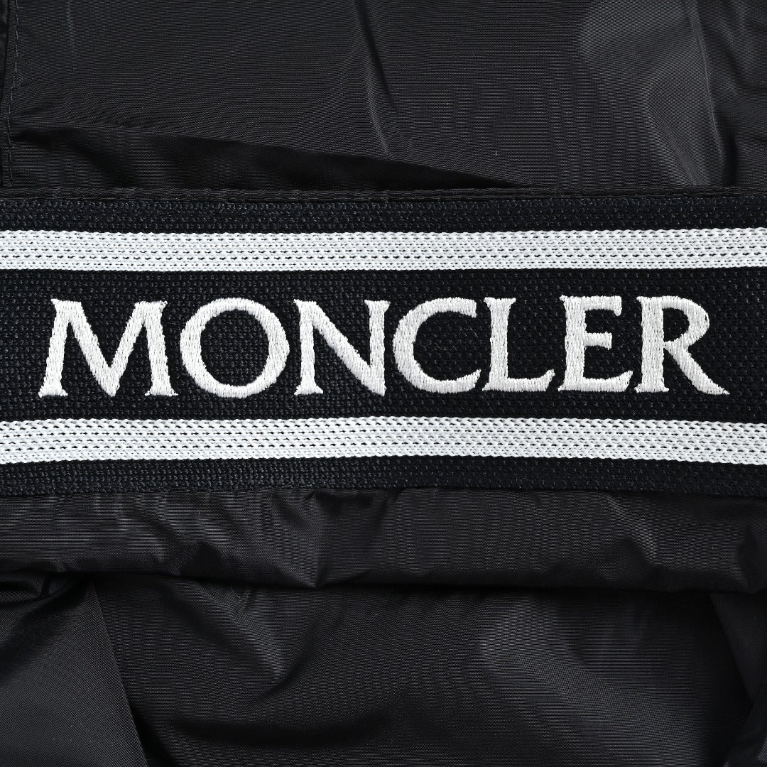 Moncler Navy Hooded Zip Jacket with Logo Tape Trim