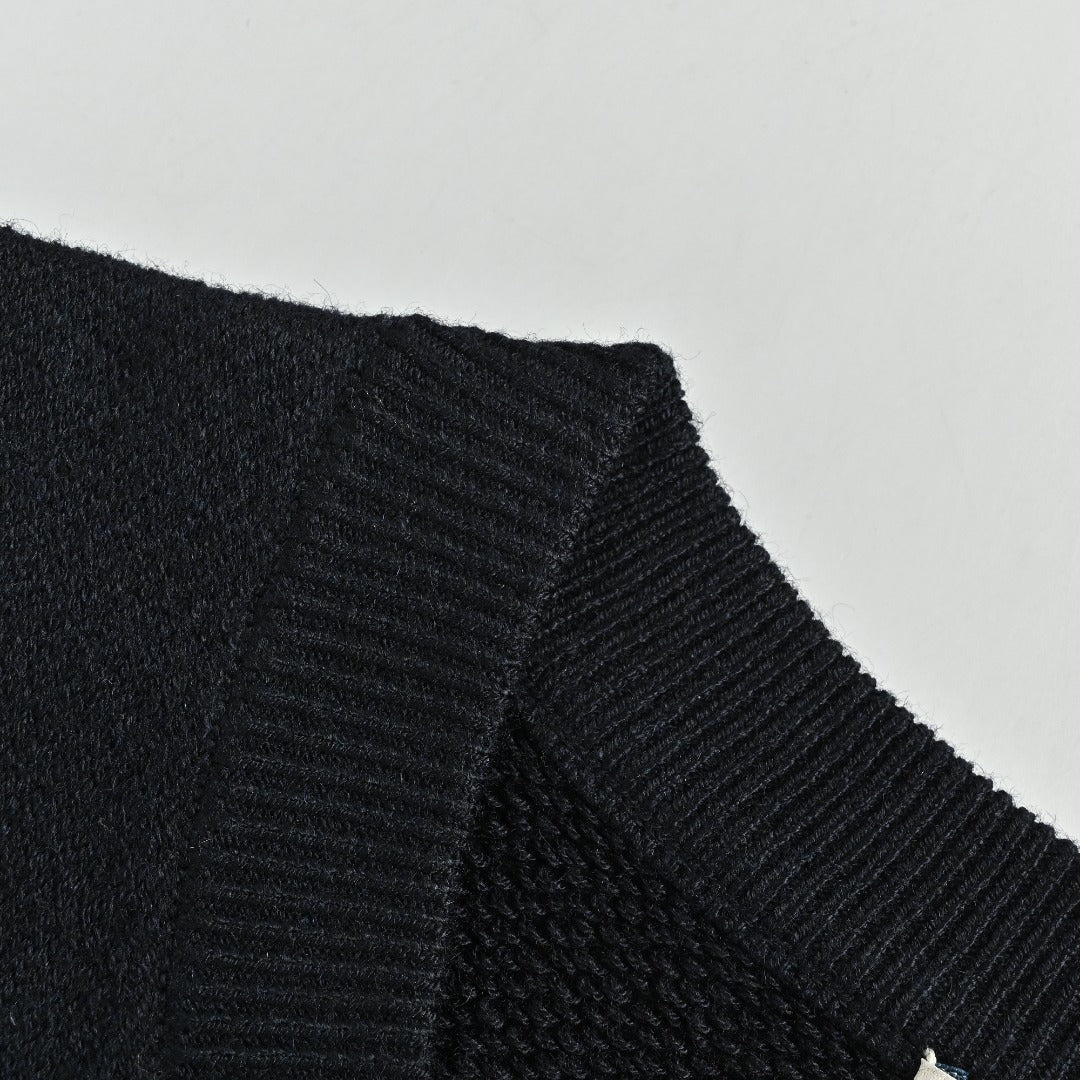 Moncler MC Black Crewneck Sweater with Sleeve Pocket