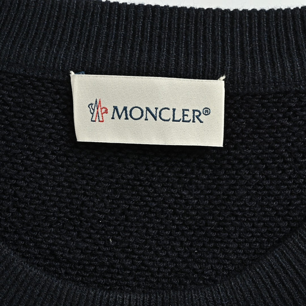 Moncler MC Black Crewneck Sweater with Sleeve Pocket