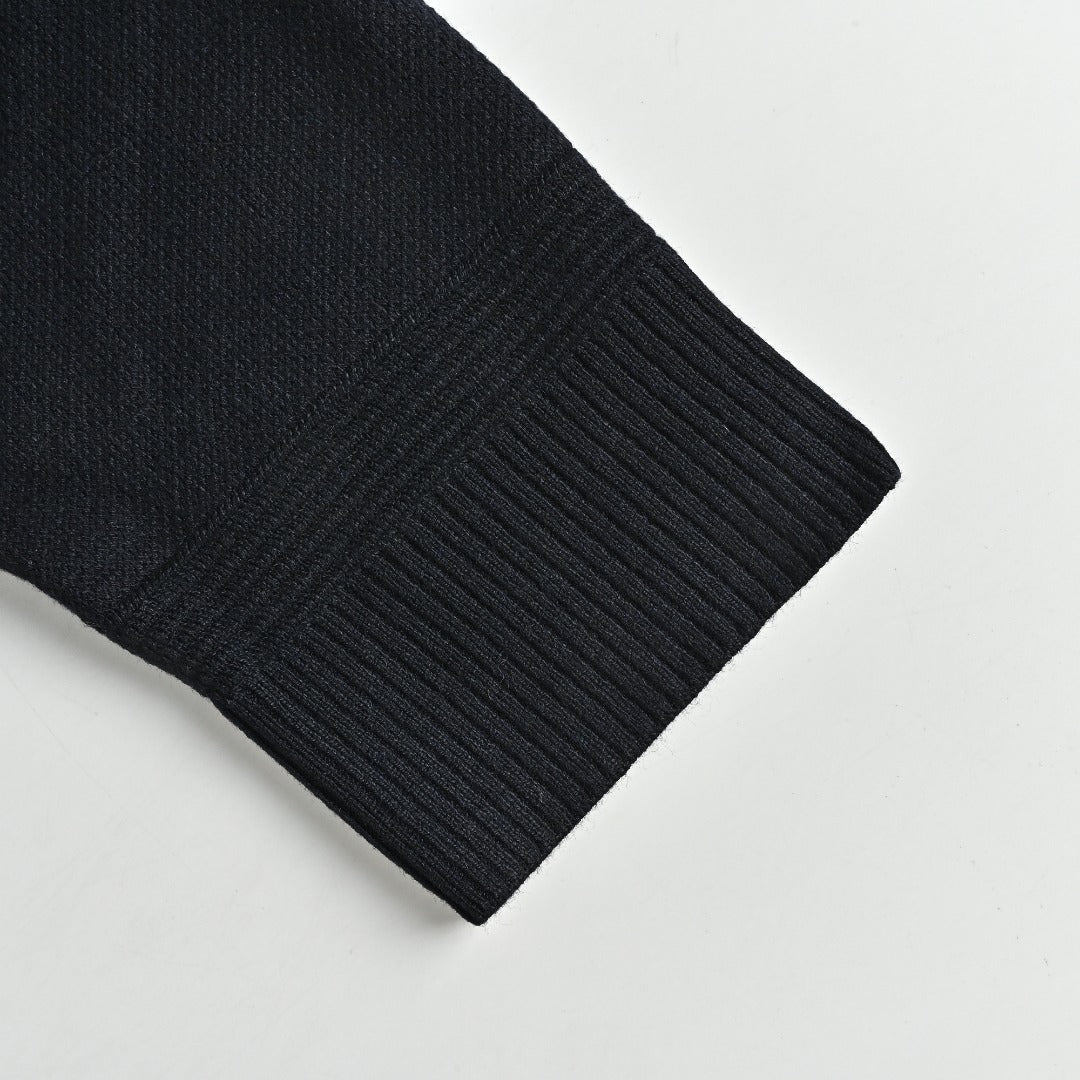 Moncler MC Black Crewneck Sweater with Sleeve Pocket