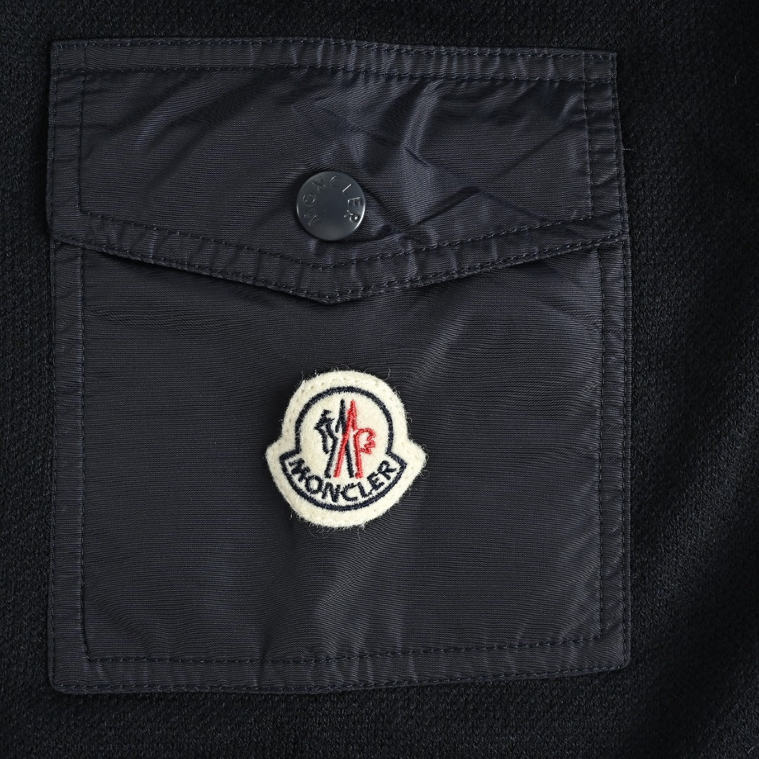 Moncler MC Black Crewneck Sweater with Sleeve Pocket