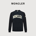 Moncler MC Black Long-Sleeve T-Shirt with Terry Flocked Lettering