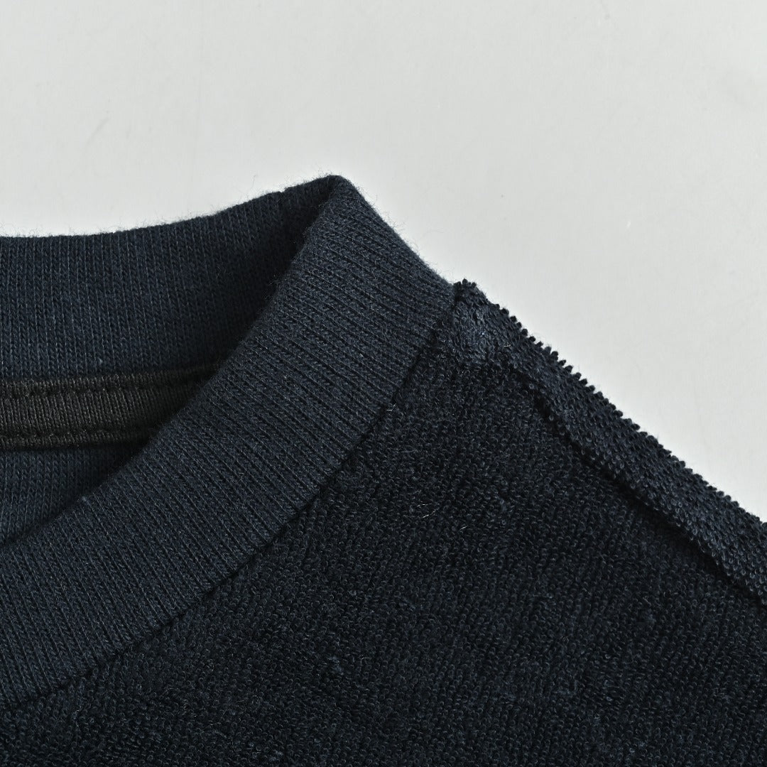 Moncler MC Black Long-Sleeve T-Shirt with Terry Flocked Lettering