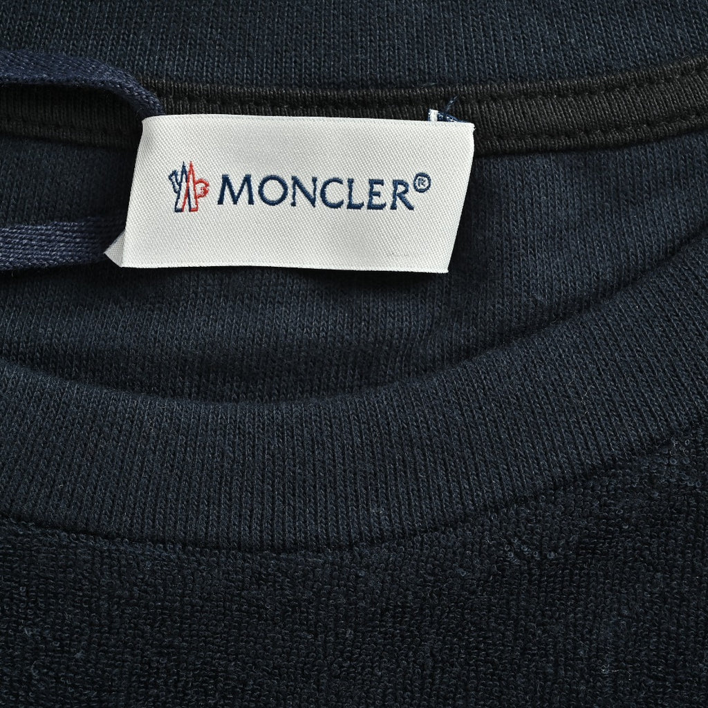 Moncler MC Black Long-Sleeve T-Shirt with Terry Flocked Lettering