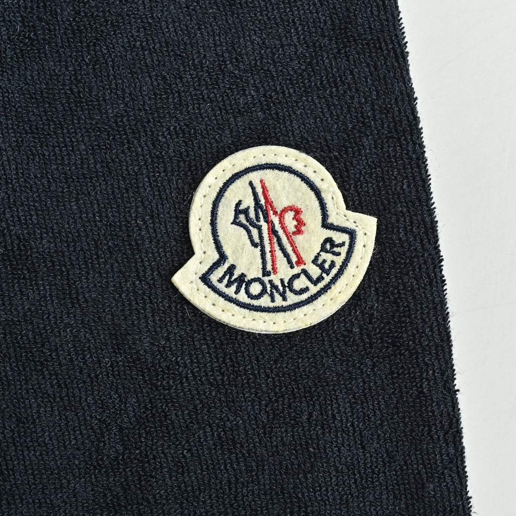Moncler MC Black Long-Sleeve T-Shirt with Terry Flocked Lettering