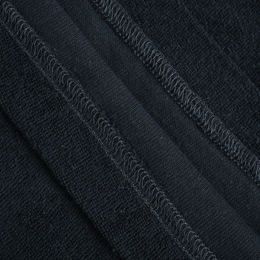 Moncler MC Black Long-Sleeve T-Shirt with Terry Flocked Lettering