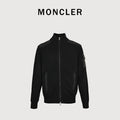 Moncler MC Black Knit Zip Cardigan with Nylon Sleeve Pocket