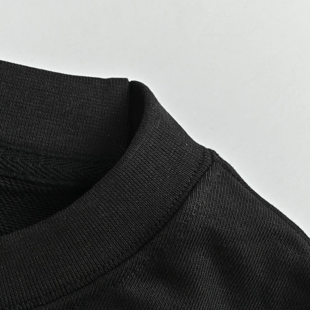 Moncler 2026 Spring/Summer Black Crewneck Sweatshirt with Embroidered Logo