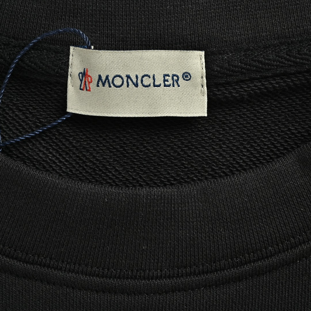 Moncler 2026 Spring/Summer Black Crewneck Sweatshirt with Embroidered Logo