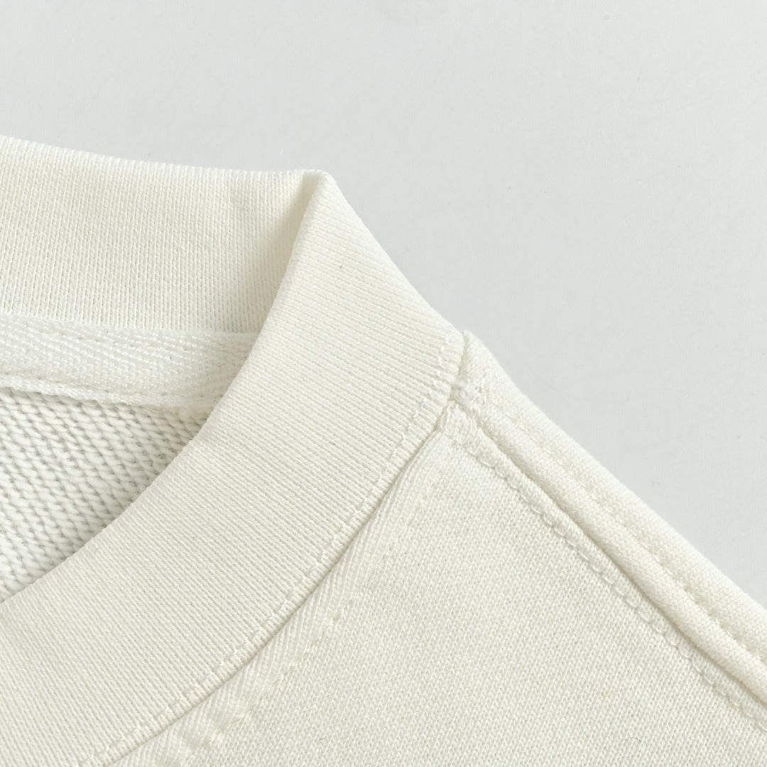 Moncler 2026 Spring/Summer White Crewneck Sweatshirt with Embroidered Logo