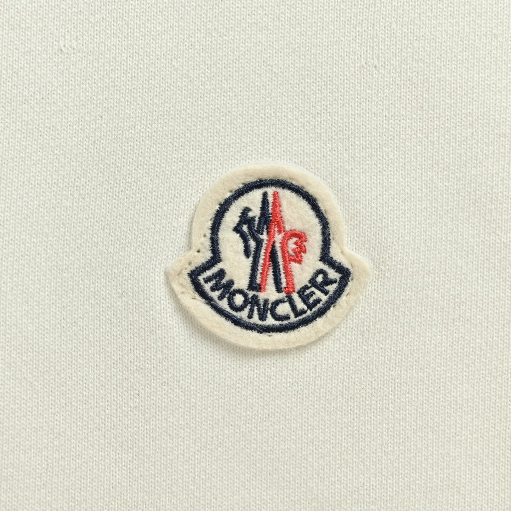 Moncler 2026 Spring/Summer White Crewneck Sweatshirt with Embroidered Logo