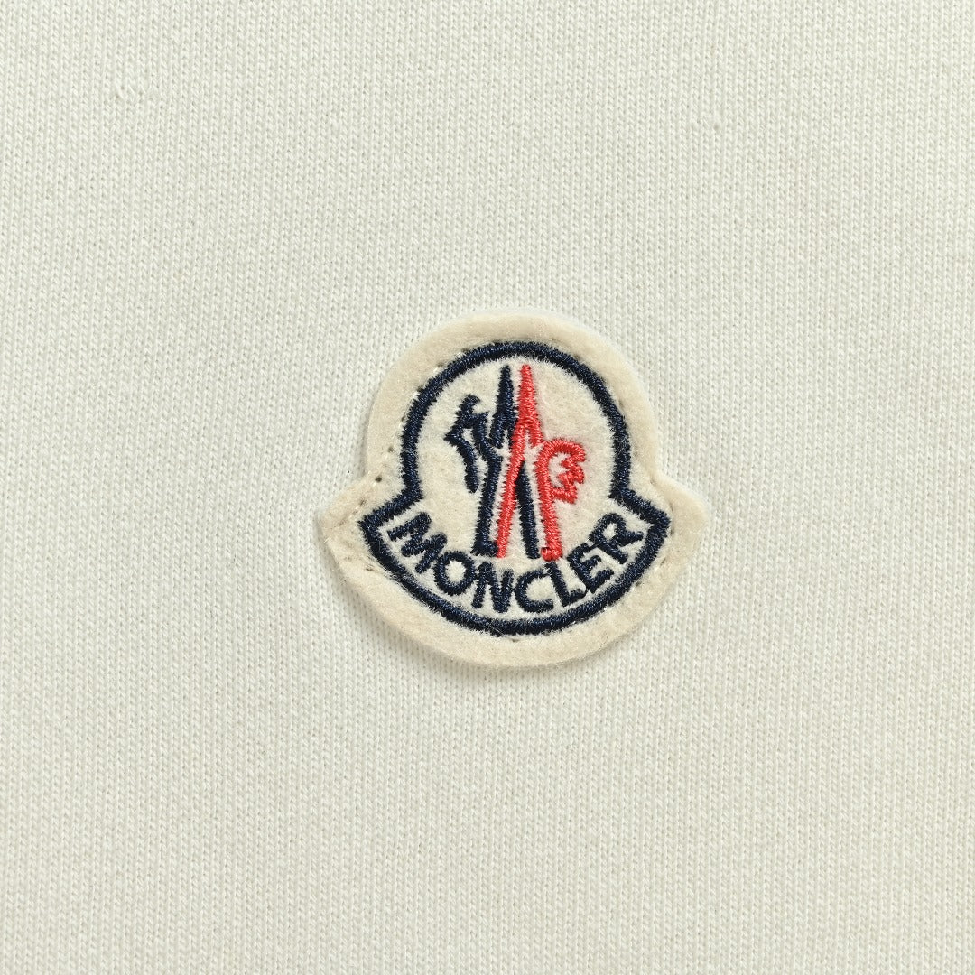Moncler 2026 Spring/Summer White Crewneck Sweatshirt with Embroidered Logo