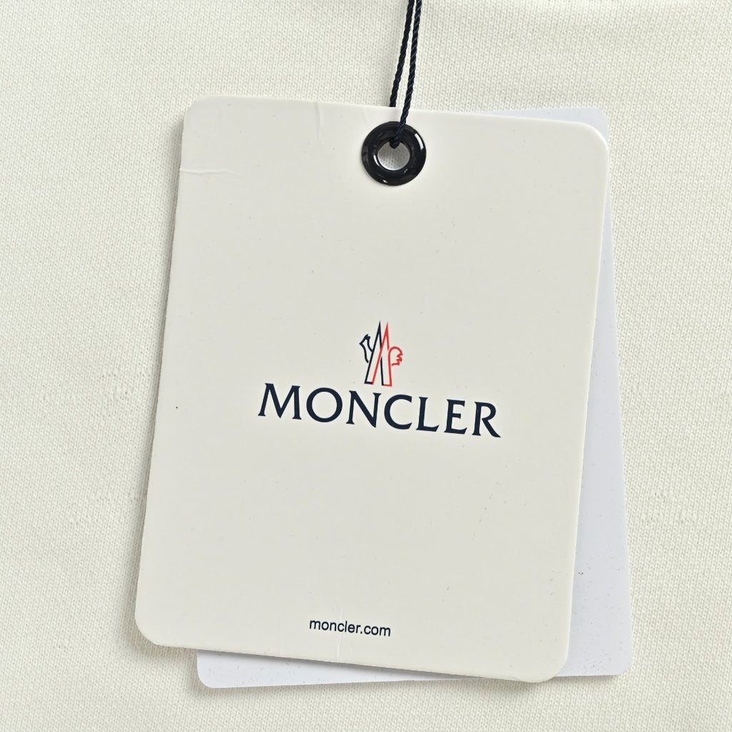 Moncler 2026 Spring/Summer White Crewneck Sweatshirt with Embroidered Logo