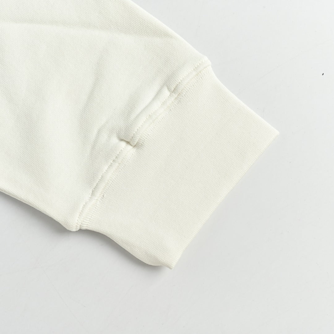 Moncler 2026 Spring/Summer White Crewneck Sweatshirt with Embroidered Logo