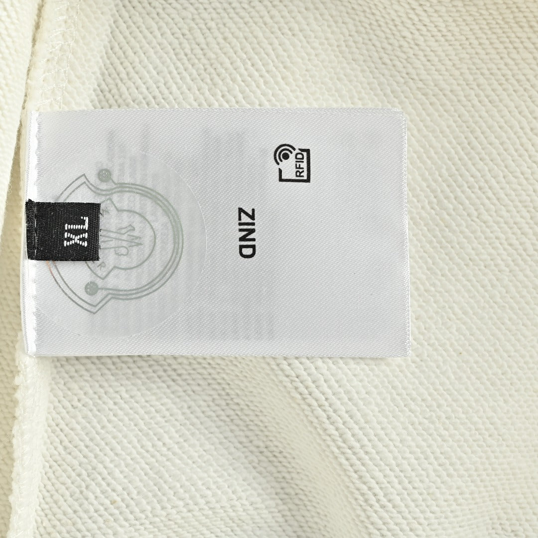 Moncler 2026 Spring/Summer White Crewneck Sweatshirt with Embroidered Logo