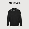 Moncler 2026 Spring/Summer Black Crewneck Sweatshirt with Curved Logo Lettering