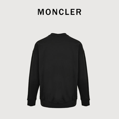 Moncler 2026 Spring/Summer Black Crewneck Sweatshirt with Curved Logo Lettering