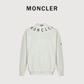 Moncler 2026 Spring/Summer White Crewneck Sweatshirt with Curved Logo Lettering