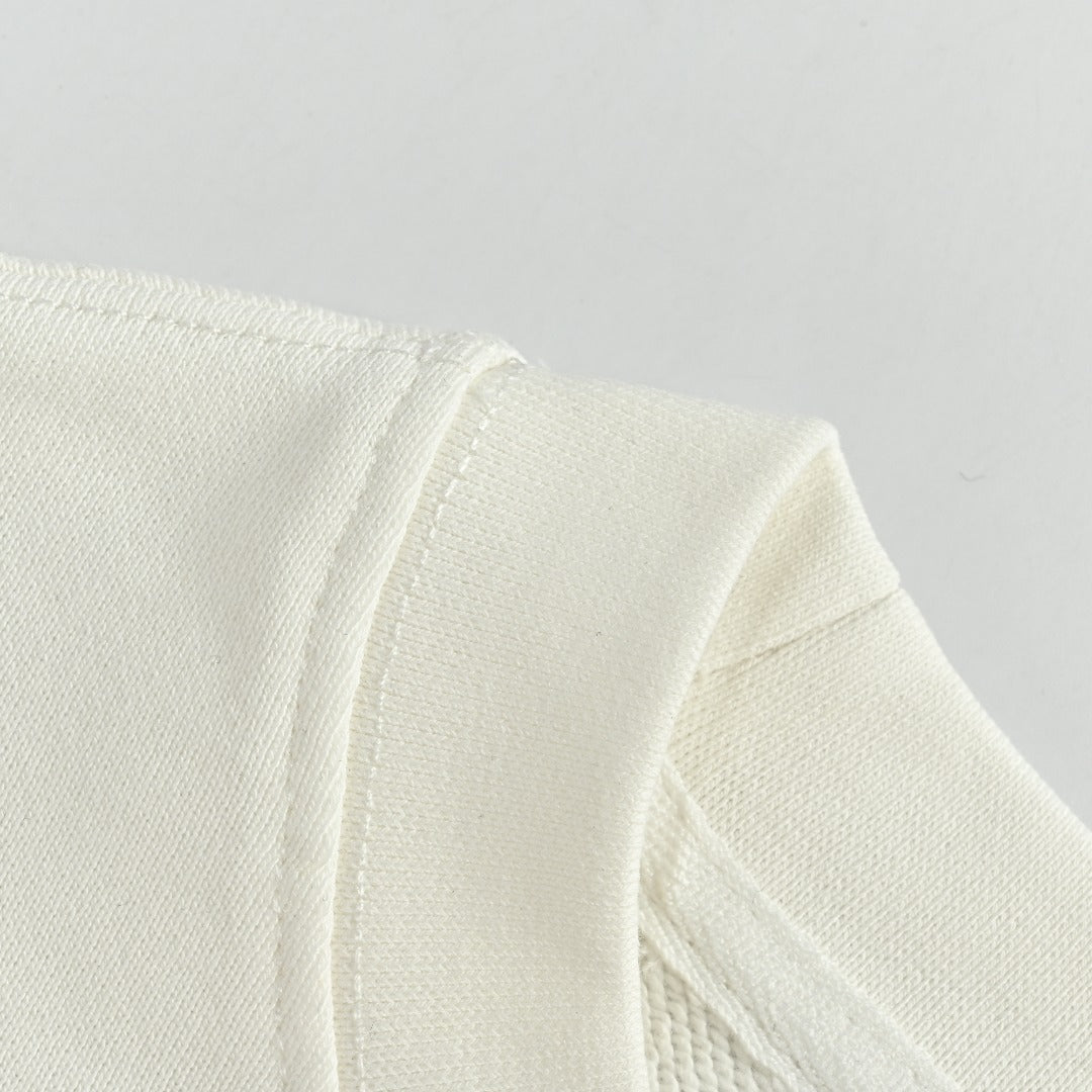 Moncler 2026 Spring/Summer White Crewneck Sweatshirt with Curved Logo Lettering