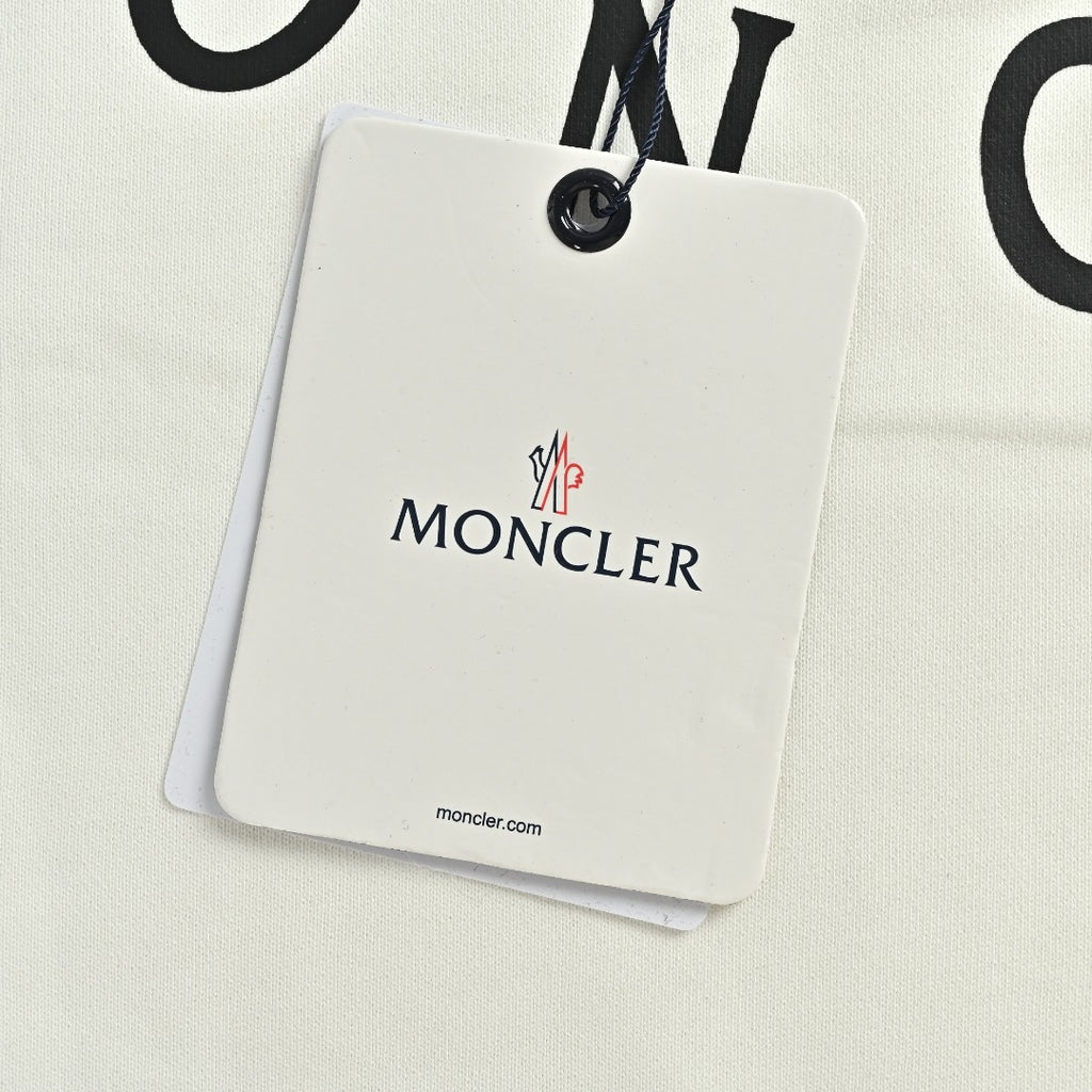 Moncler 2026 Spring/Summer White Crewneck Sweatshirt with Curved Logo Lettering
