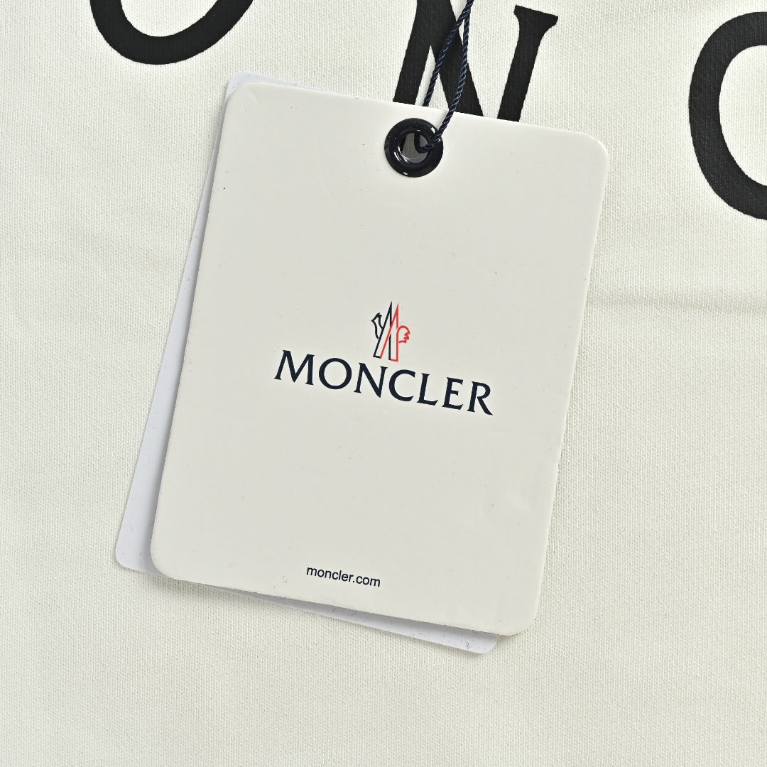 Moncler 2026 Spring/Summer White Crewneck Sweatshirt with Curved Logo Lettering