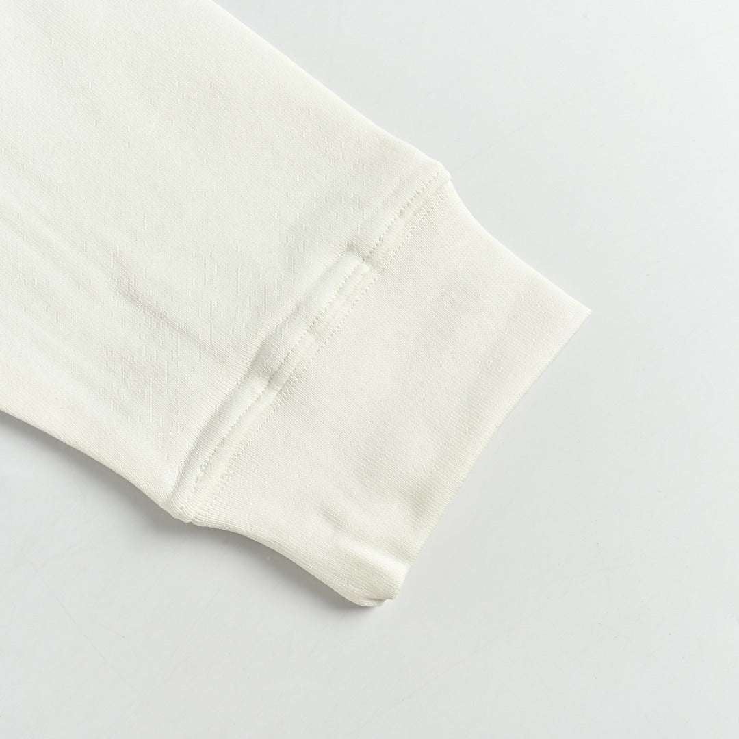 Moncler 2026 Spring/Summer White Crewneck Sweatshirt with Curved Logo Lettering