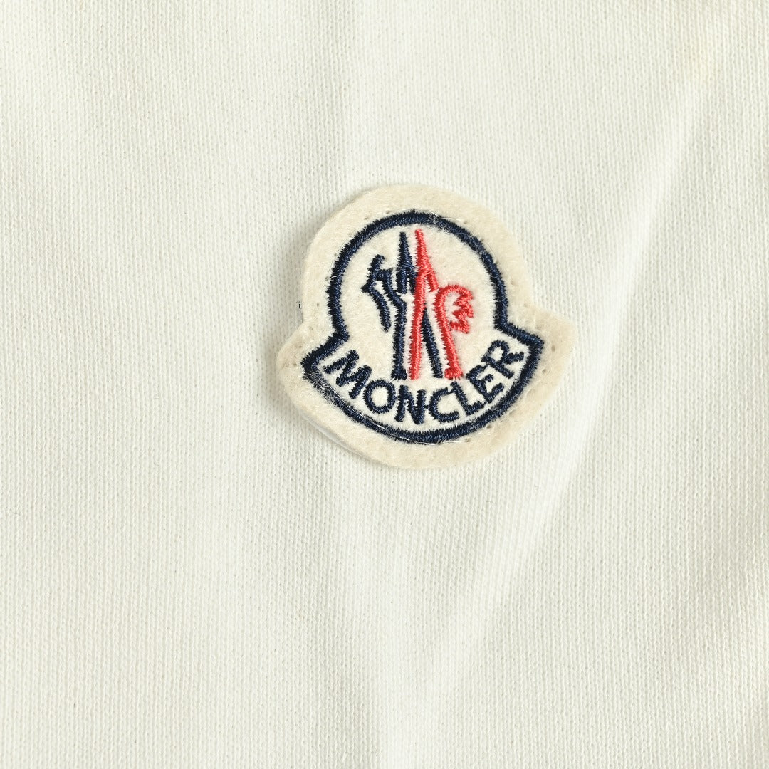 Moncler 2026 Spring/Summer White Crewneck Sweatshirt with Curved Logo Lettering