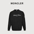 Moncler 2026 Spring/Summer Black Crewneck Sweatshirt with Script Logo