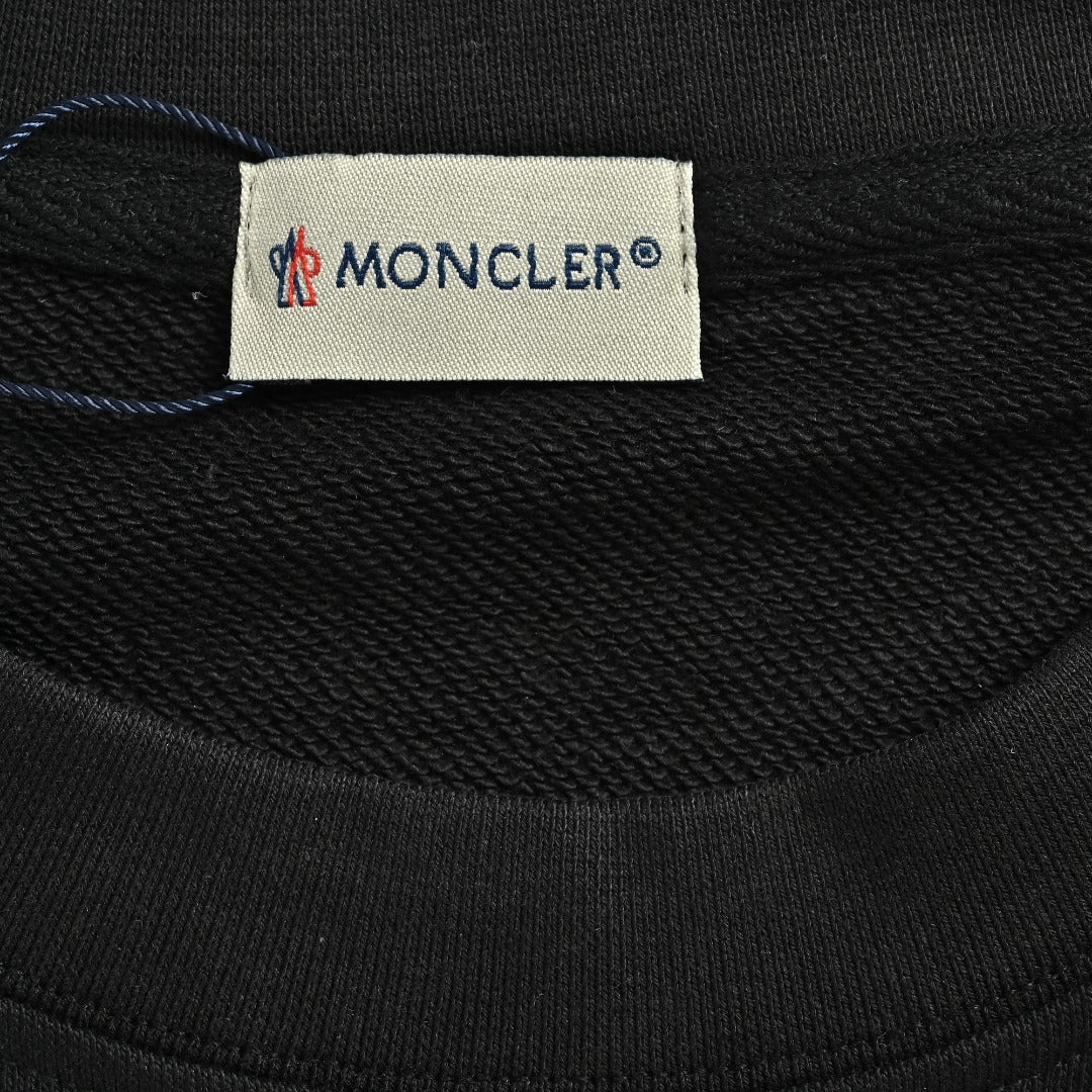 Moncler 2026 Spring/Summer Black Crewneck Sweatshirt with Script Logo