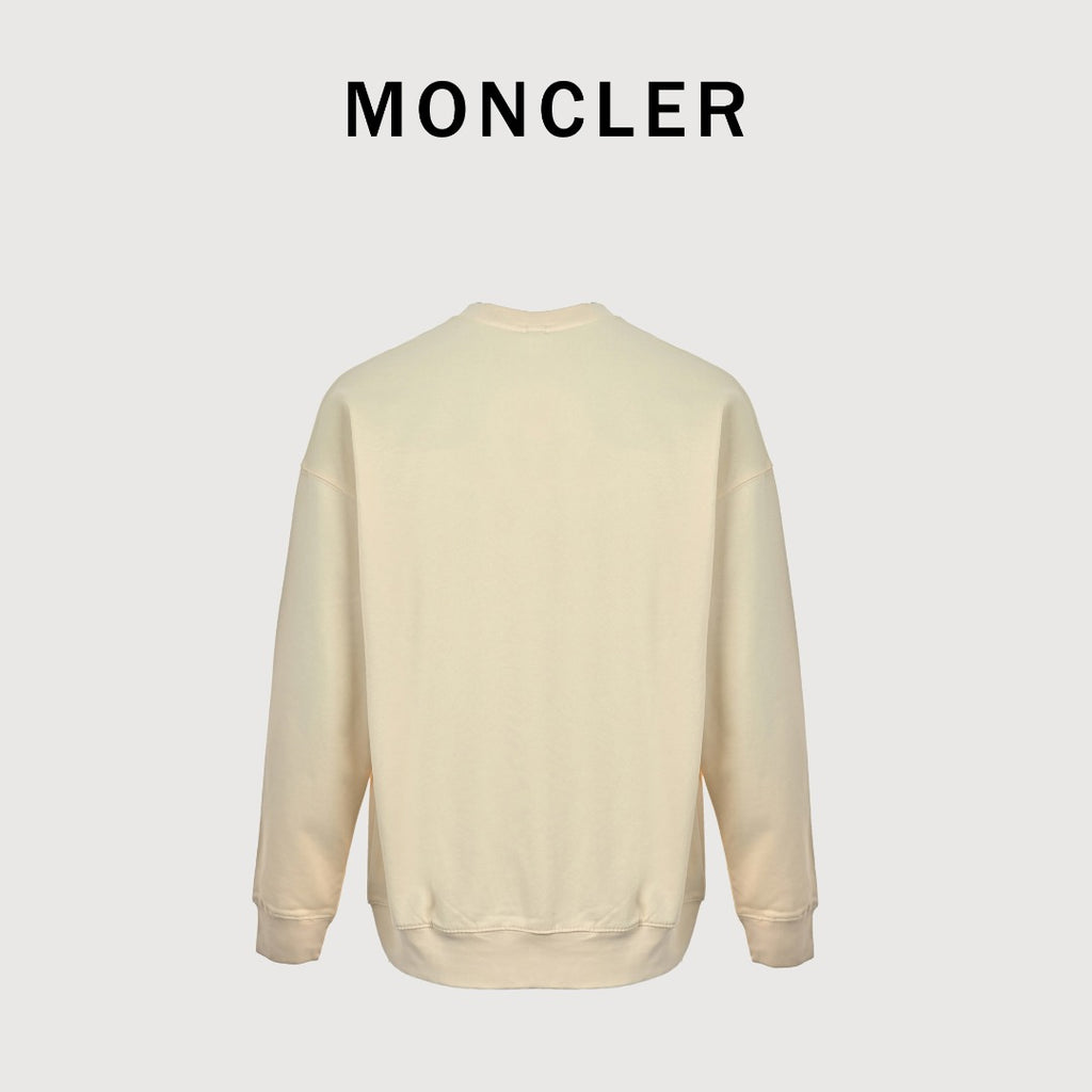 Moncler 2026 Spring/Summer Cream Crewneck Sweatshirt with Script Logo