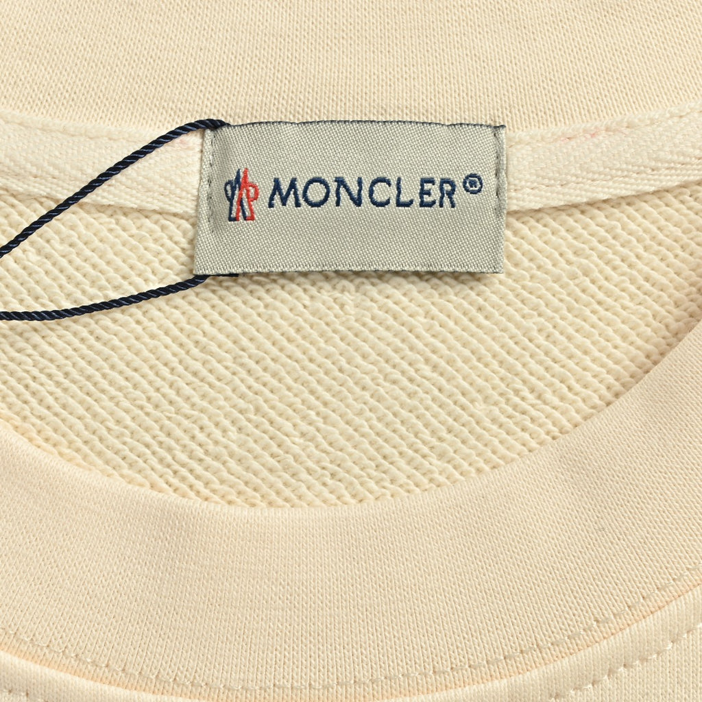 Moncler 2026 Spring/Summer Cream Crewneck Sweatshirt with Script Logo