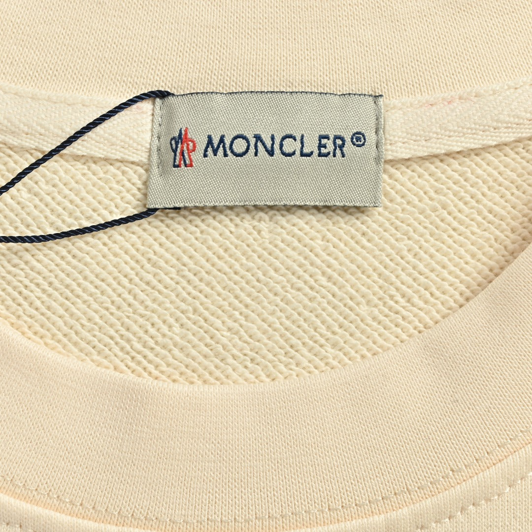 Moncler 2026 Spring/Summer Cream Crewneck Sweatshirt with Script Logo