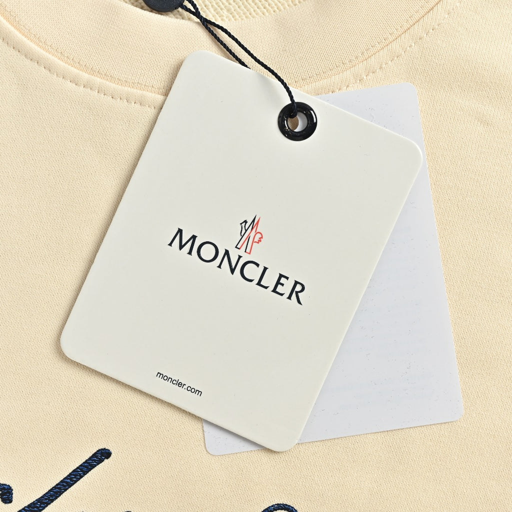 Moncler 2026 Spring/Summer Cream Crewneck Sweatshirt with Script Logo