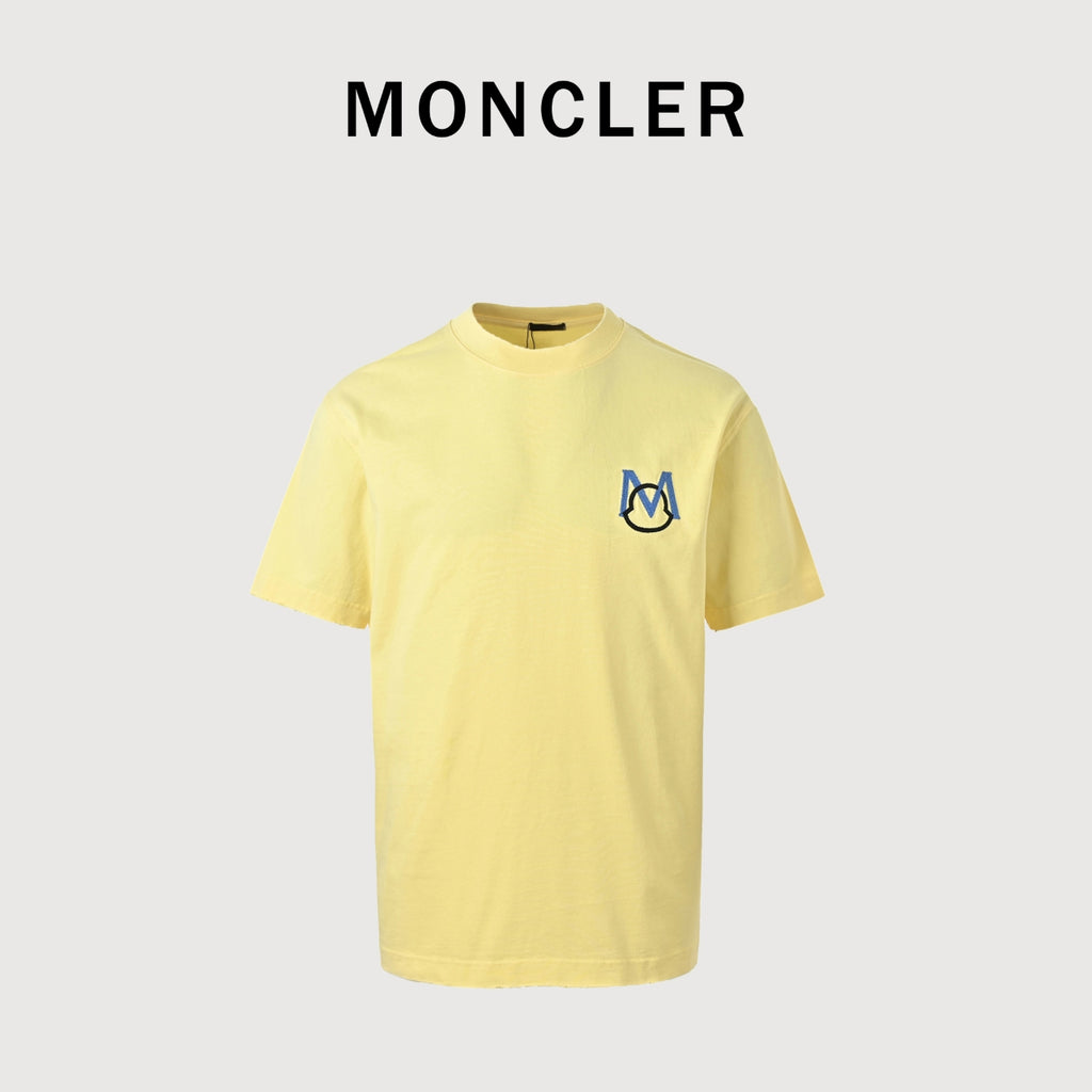 Moncler 2026 Spring/Summer Yellow T-Shirt with Front and Back Embroidered Patches