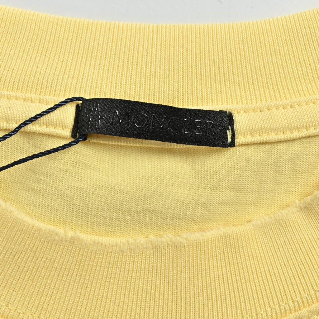 Moncler 2026 Spring/Summer Yellow T-Shirt with Front and Back Embroidered Patches