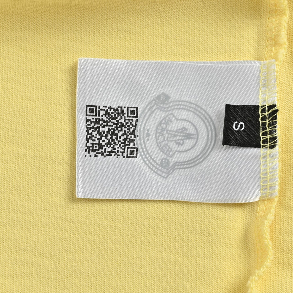 Moncler 2026 Spring/Summer Yellow T-Shirt with Front and Back Embroidered Patches