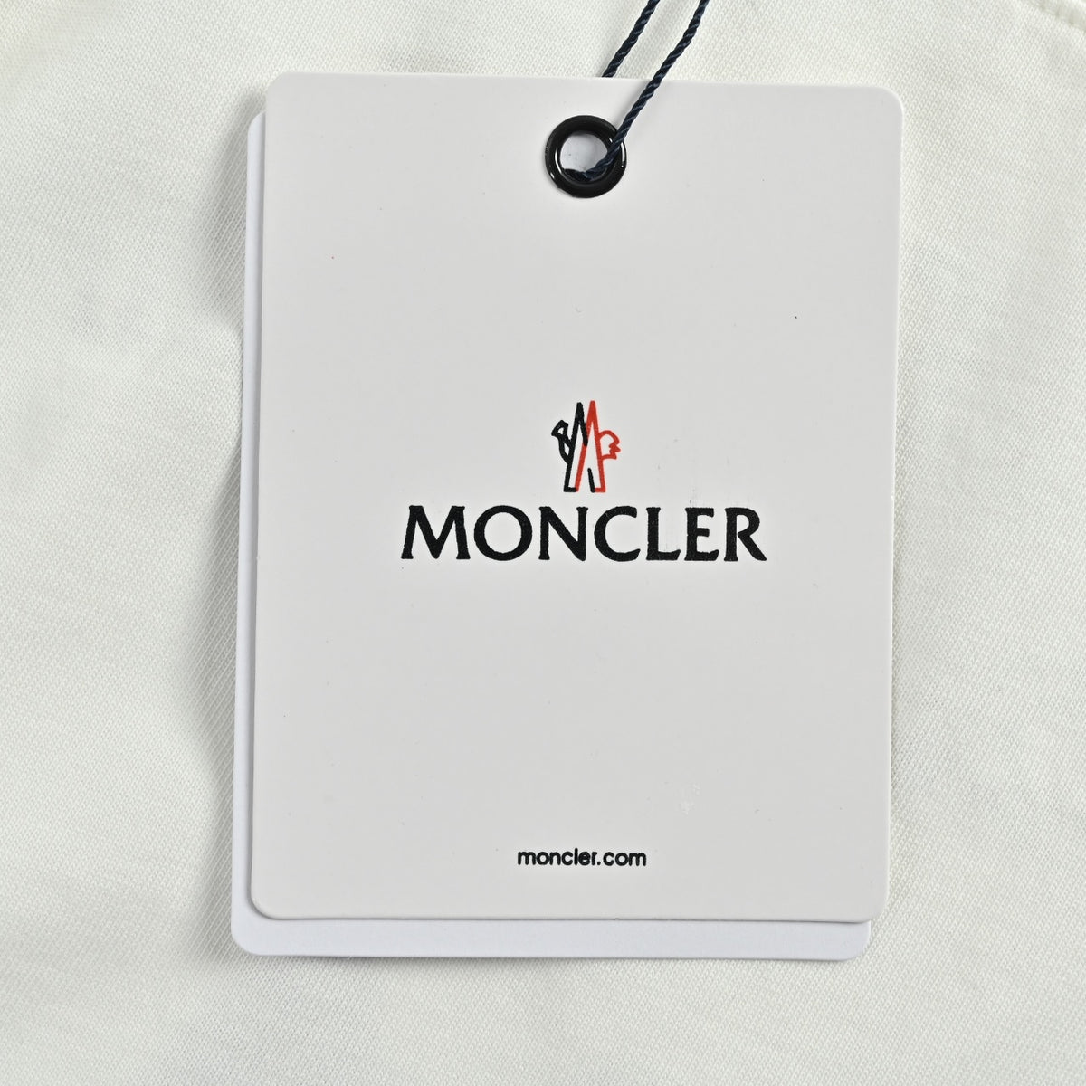 Moncler 2026 Spring/Summer White T-Shirt with Front and Back Embroidered Patches