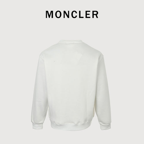 Moncler 2025 Fall/Winter White Crewneck Sweatshirt with Three-Part Logo